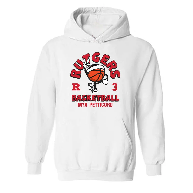 Rutgers - NCAA Women's Basketball : Mya Petticord - Hooded Sweatshirt Hoodie with Hem Raw Edge Edgy Unfinished Rutgers - NCAA Women's Basketball : Mya Petticord - Hooded Sweatshirt Hoodie with Hem Raw Edge Edgy Unfinished