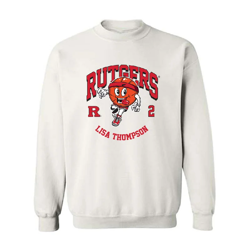 Rutgers - NCAA Women's Basketball : Lisa Thompson - Fashion Shersey Crewneck Sweatshirt Hoodie with Hem Fringe Bohemian Relaxed Rutgers - NCAA Women's Basketball : Lisa Thompson - Fashion Shersey Crewneck Sweatshirt Hoodie with Hem Fringe Bohemian Relaxed