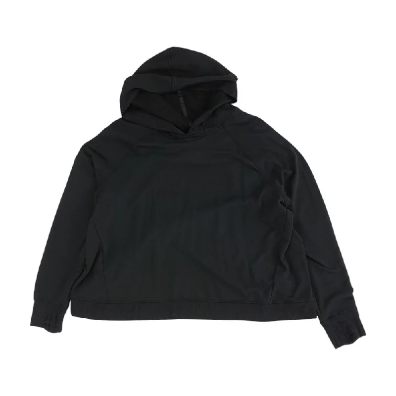 Black Solid Hoodie Hoodie with Drawstring Waist Adjustable Fitted