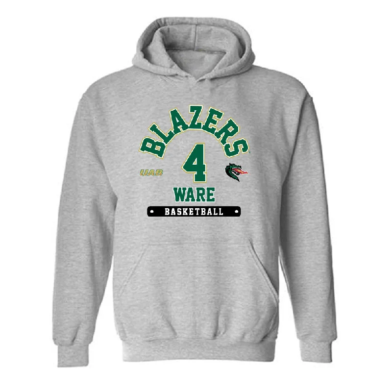 UAB - NCAA Women's Basketball : Desiree Ware - Classic Fashion Shersey Hooded Sweatshirt Hoodie with Hidden Zipper Minimalist Clean UAB - NCAA Women's Basketball : Desiree Ware - Classic Fashion Shersey Hooded Sweatshirt Hoodie with Hidden Zipper Minimalist Clean