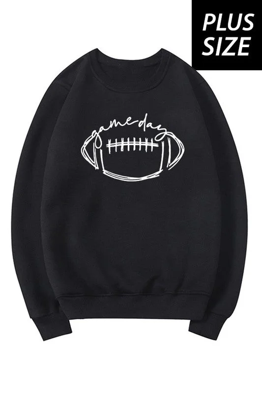 PLUS SIZE GAME DAY FRENCH TERRY SWEATSHIRTS Hoodie with Drop Shoulder Relaxed Streetwear