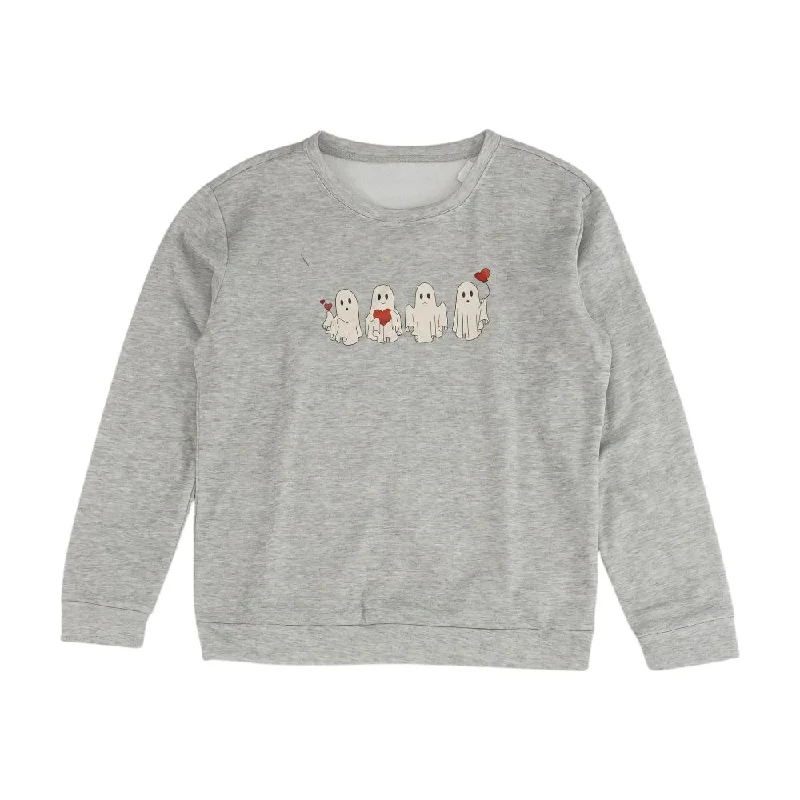 Gray Solid Sweatshirt Hoodie with Button Classic Timeless