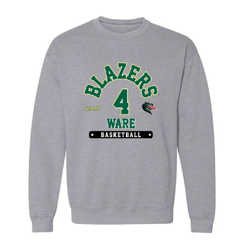 UAB - NCAA Women's Basketball : Desiree Ware - Classic Fashion Shersey Crewneck Sweatshirt Hoodie with Elastic Cuffs Stretchable Comfortable
