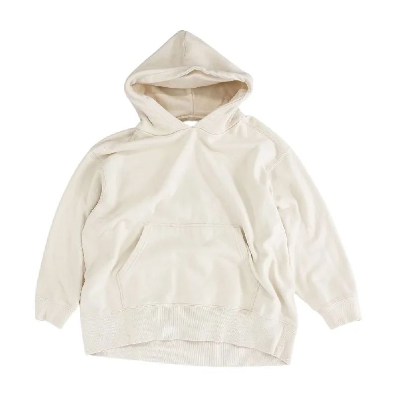 Ivory Solid Hoodie Hoodie with Exposed Zipper Edgy Industrial