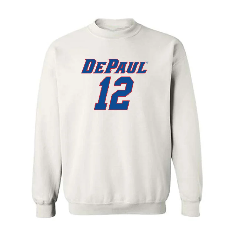 DePaul - NCAA Women's Basketball : Ellery Minch - Replica Shersey Crewneck Sweatshirt Hoodie with Slit Hem Functional Movement DePaul - NCAA Women's Basketball : Ellery Minch - Replica Shersey Crewneck Sweatshirt Hoodie with Slit Hem Functional Movement