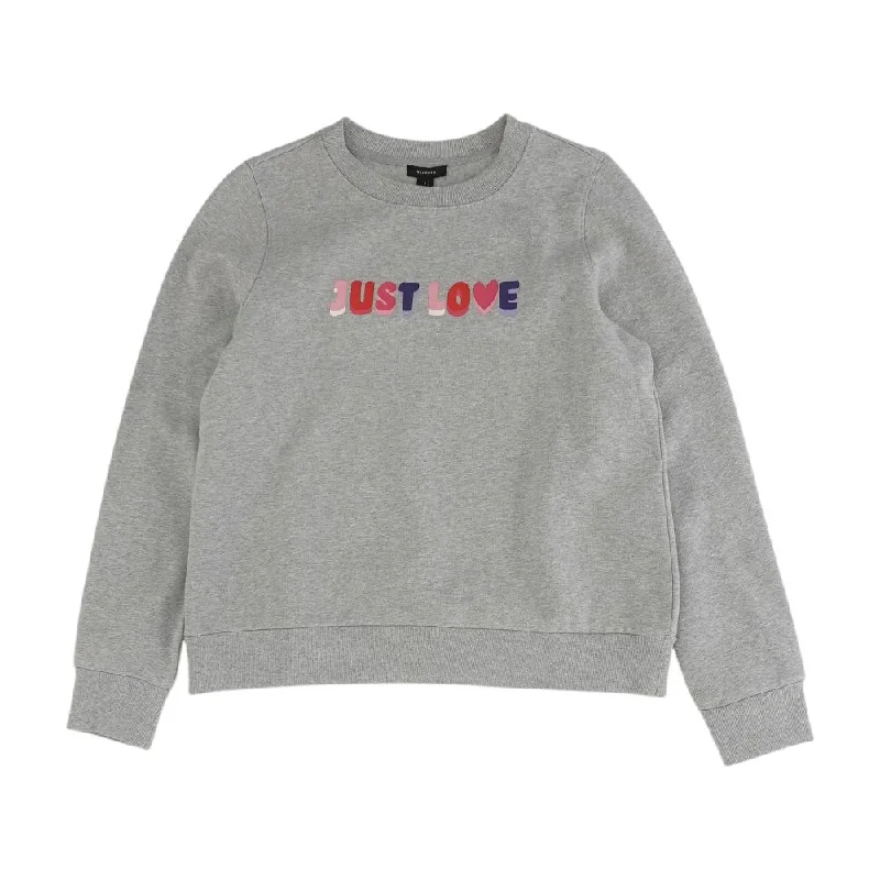 Gray Solid Sweatshirt Hoodie with Ribbed Hem Stretchable Secure
