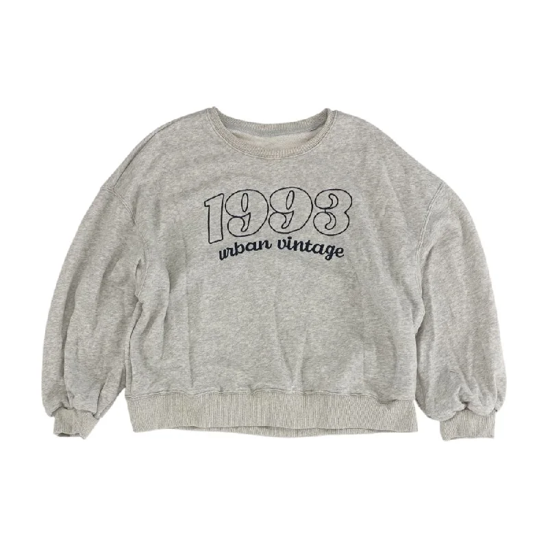Gray Solid Sweatshirt Hoodie with Print Artistic Unique