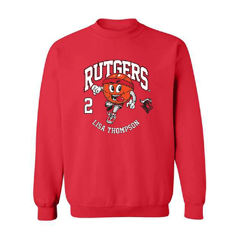 Rutgers - NCAA Women's Basketball : Lisa Thompson - Fashion Shersey Crewneck Sweatshirt Hoodie with Hem Embroidery Detailed Premium Rutgers - NCAA Women's Basketball : Lisa Thompson - Fashion Shersey Crewneck Sweatshirt Hoodie with Hem Embroidery Detailed Premium