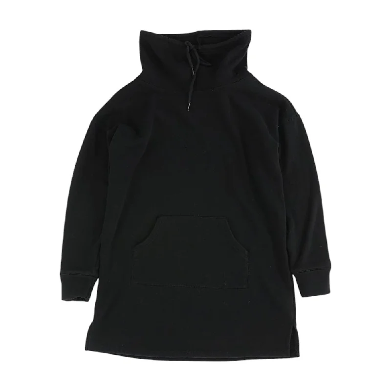 Black Solid Hoodie Hoodie with V-Neck Classic Versatile
