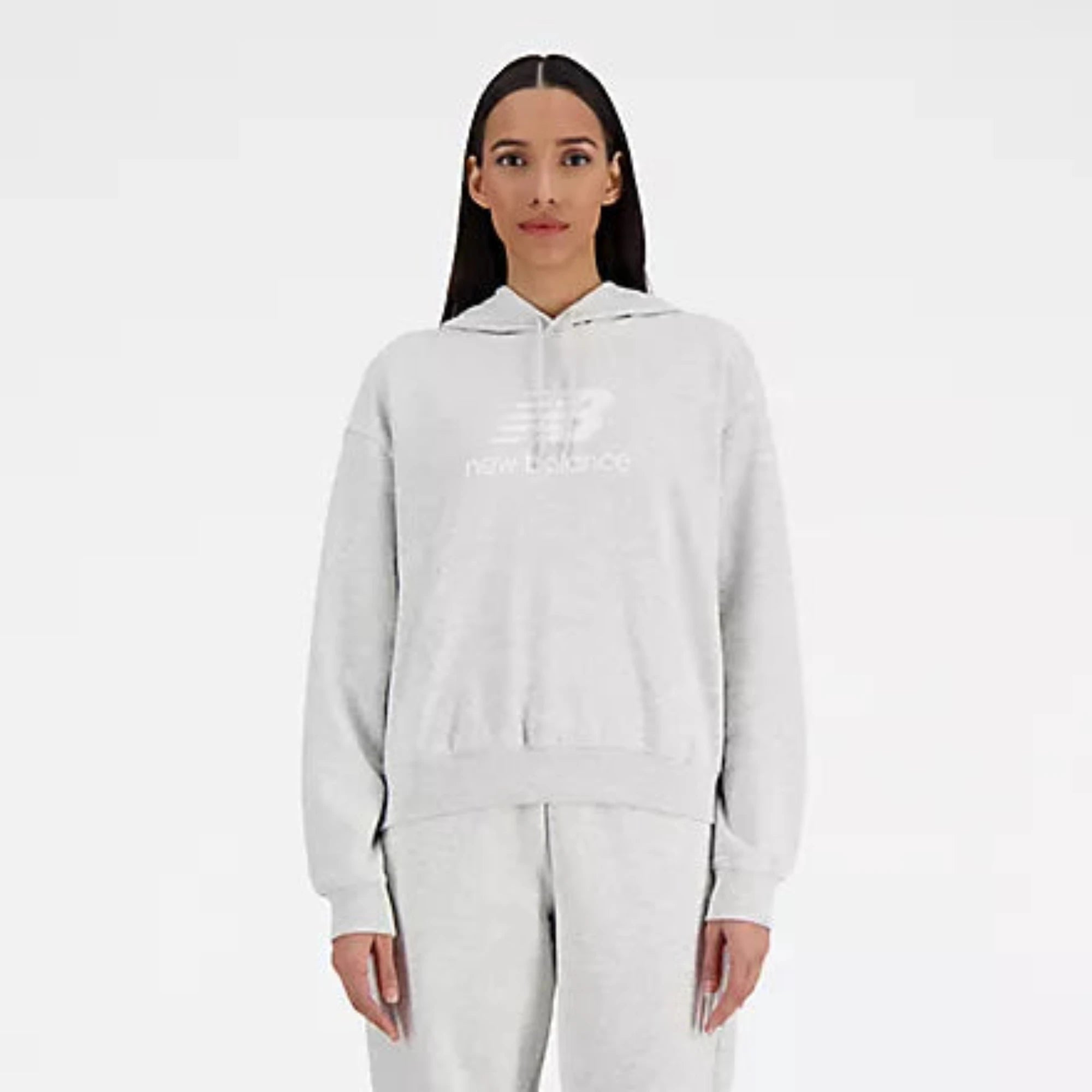 Women's New Balance Sport Essentials French Terry Logo Hoodie Hoodie with Contrast Stitching Detailed Premium Women's New Balance Sport Essentials French Terry Logo Hoodie Hoodie with Contrast Stitching Detailed Premium