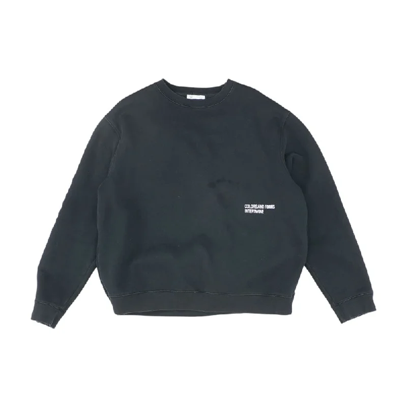 Black Solid Sweatshirt Hoodie with Crew Neck Simple Timeless