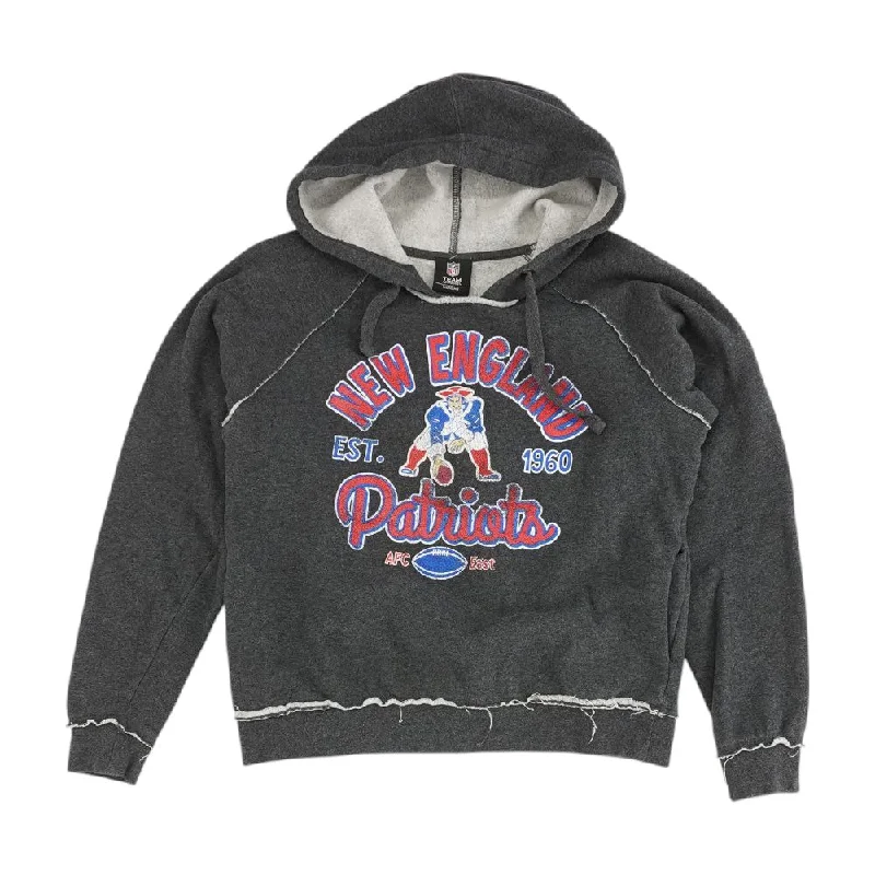 Charcoal New England Patriots Solid Hoodie Hoodie with Rolled Sleeves Casual Relaxed