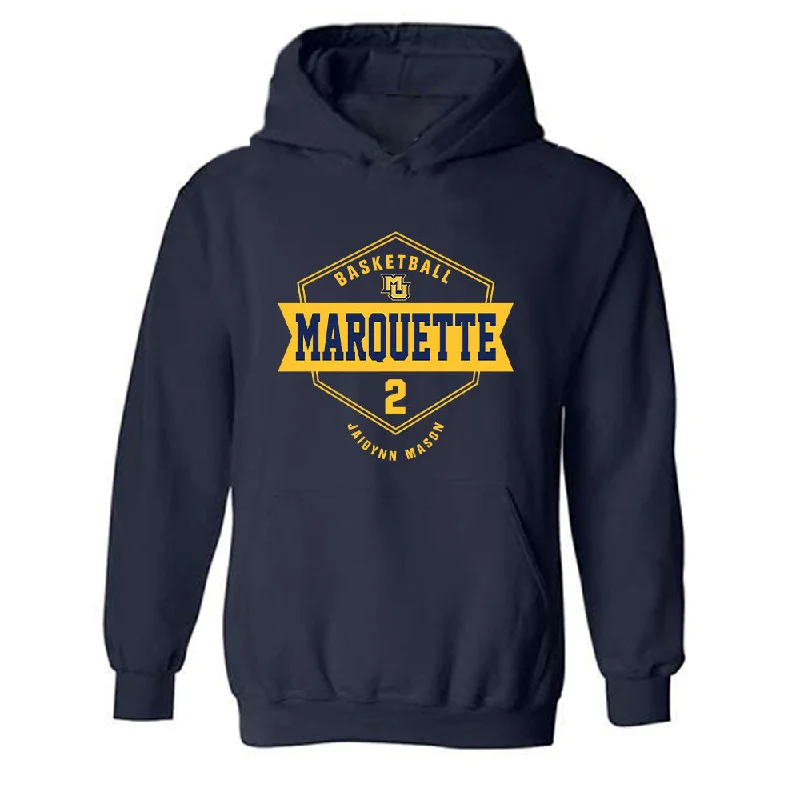 Marquette - NCAA Women's Basketball : Jaidynn Mason - Fashion Shersey Hooded Sweatshirt Hoodie with Hidden Zipper Minimalist Clean Marquette - NCAA Women's Basketball : Jaidynn Mason - Fashion Shersey Hooded Sweatshirt Hoodie with Hidden Zipper Minimalist Clean