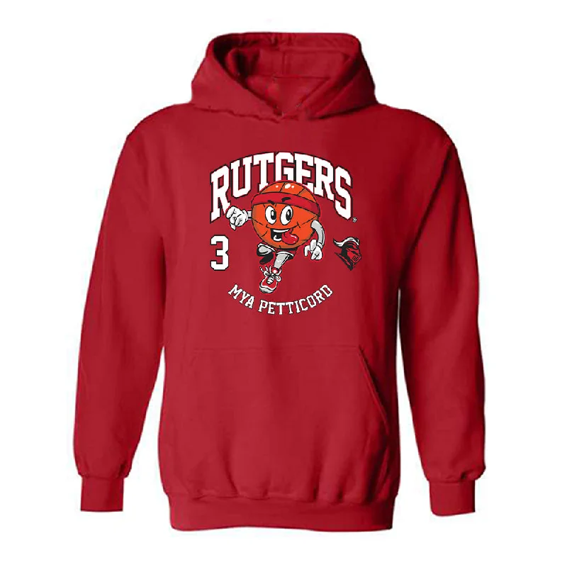Rutgers - NCAA Women's Basketball : Mya Petticord - Fashion Shersey Hooded Sweatshirt Hoodie with Ribbed Hem Stretchable Secure Rutgers - NCAA Women's Basketball : Mya Petticord - Fashion Shersey Hooded Sweatshirt Hoodie with Ribbed Hem Stretchable Secure