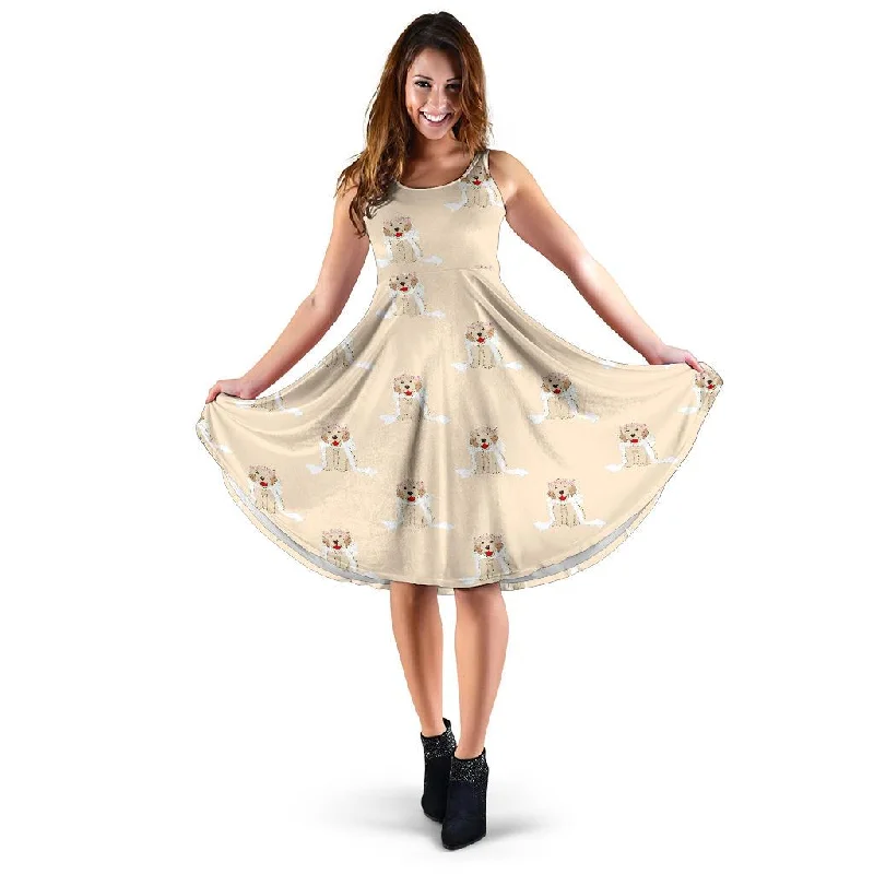 Golden Retriever Pattern Print Dress Tunics Fleece cozy