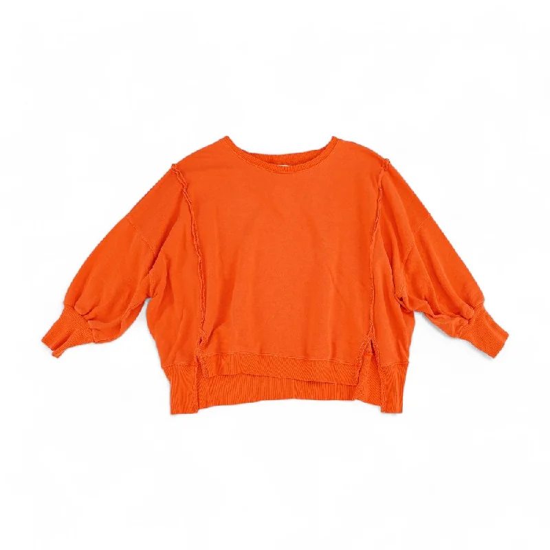 Orange Solid Sweatshirt Hoodie with Full-Zip Functional Layering