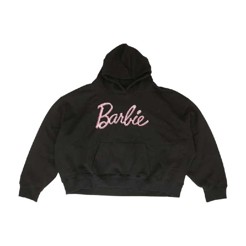 Black Solid Hoodie Hoodie with Pattern Geometric Abstract