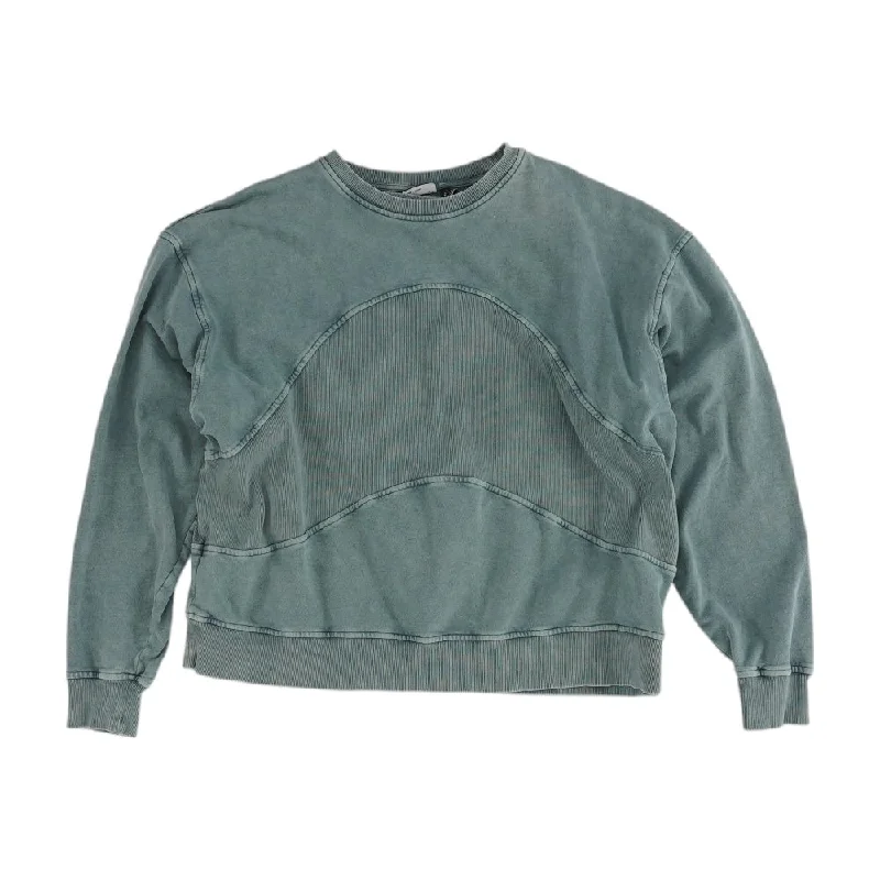 Green Solid Sweatshirt Hoodie with Button Placket Classic Preppy