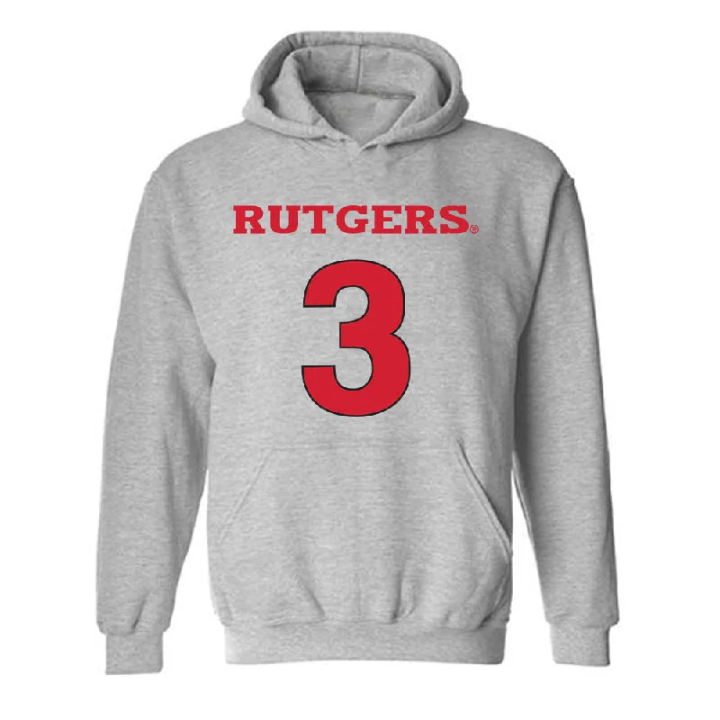 Rutgers - NCAA Women's Basketball : Mya Petticord - Sports Shersey Hooded Sweatshirt Hoodie with Thumb Holes Functional Cozy Rutgers - NCAA Women's Basketball : Mya Petticord - Sports Shersey Hooded Sweatshirt Hoodie with Thumb Holes Functional Cozy