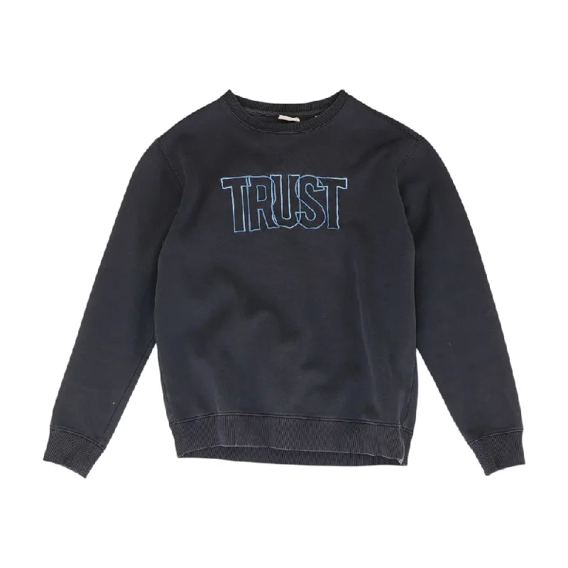 Navy Solid Sweatshirt Hoodie Crop Top Short Trendy