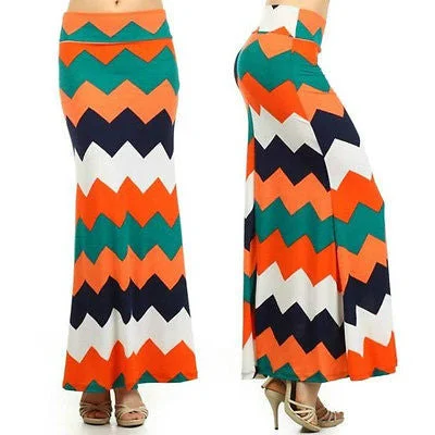 Skirt Maxi Full Length Chevron Summer High Waist Stretch Zig Zag Casual casual skirt length Skirt Maxi Full Length Chevron Summer High Waist Stretch Zig Zag Casual casual skirt length