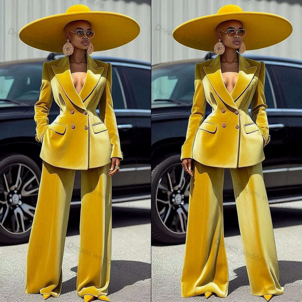 Velvet Yellow Women Suits Pants Set 2 Piece Blazer+Trousers Formal Prom Dress Wedding Tuxedo Customized Office Jacket Coat Wool Jacket Cashmere Jacket Tweed Jacket Velvet Yellow Women Suits Pants Set 2 Piece Blazer+Trousers Formal Prom Dress Wedding Tuxedo Customized Office Jacket Coat Wool Jacket Cashmere Jacket Tweed Jacket