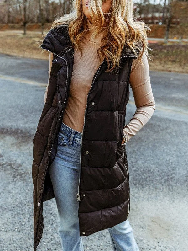 Long Sleeveless Hooded Jacket for Women Anorak Shell Jacket Lightweight Jacket