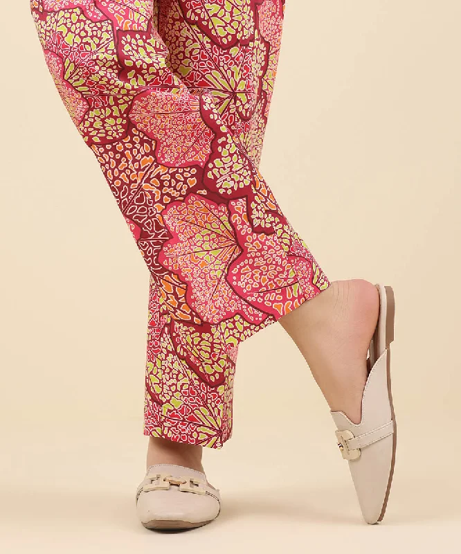 Printed Cotton Viscose Pants Stylish Paperbag Waist Pants