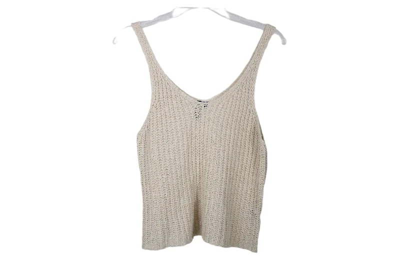 Moon & Madison Beige Knit Tank | M silver tank top