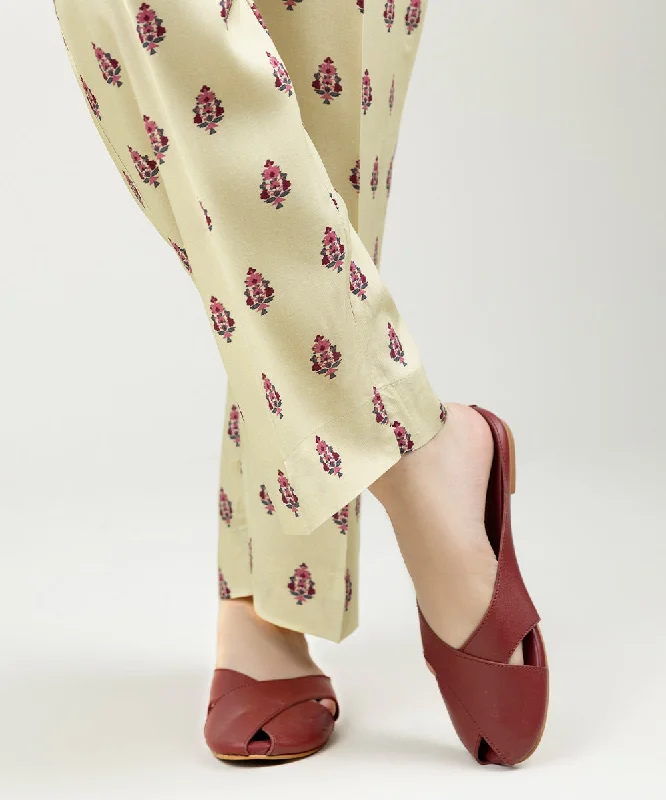 Printed Linen Straight Pants Stylish Casual Pants