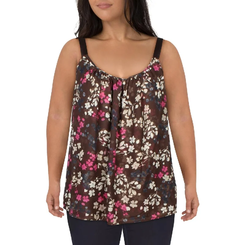 Lane Bryant Womens Plus Floral Print Shell Tank Top spandex blend tank
