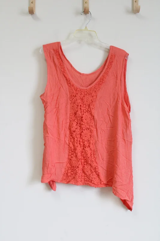 NEW Simply Noelle Pink Eyelet & Crochet Reversable Tank | XXL slim fit tank