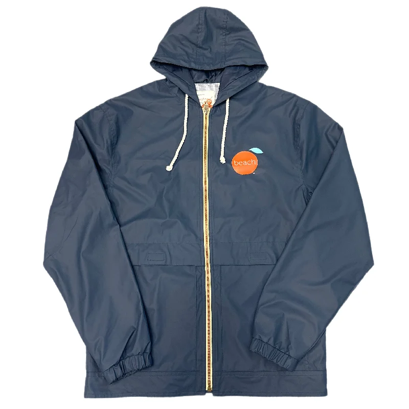 Orange Beach Rain Jacket Welt Pockets Slit Pockets Flap Pockets