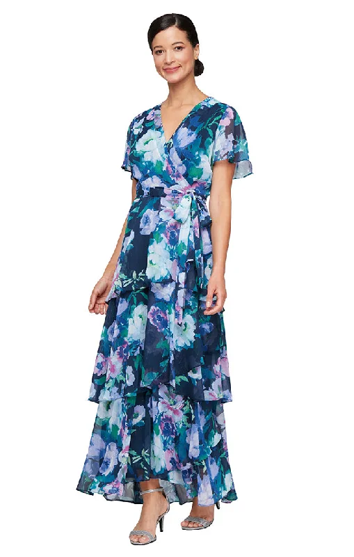 Long Printed Chiffon Maxi with Flutter Sleeves and Tiered Detail Skirt corduroy skirt cozy Long Printed Chiffon Maxi with Flutter Sleeves and Tiered Detail Skirt corduroy skirt cozy