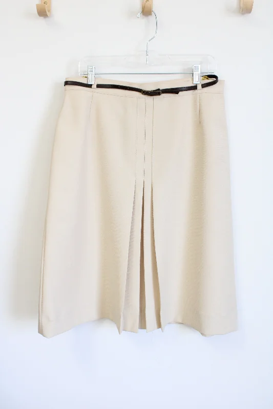 C&A Cream Vintage Belted Skirt | 12/14 velvet skirt plush