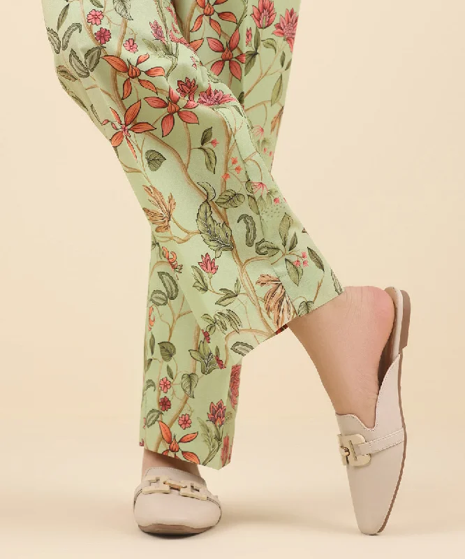 Printed Cambric Straight Pants Comfortable Denim Trousers