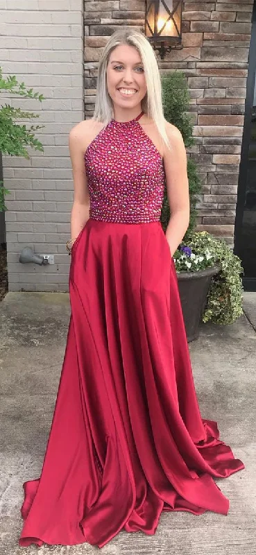 Prom Dress Halter Neckline, Prom Dresses, Evening Gown, Graduation School Party Dress, Winter Formal Dress Tunics Winter warm Prom Dress Halter Neckline, Prom Dresses, Evening Gown, Graduation School Party Dress, Winter Formal Dress Tunics Winter warm