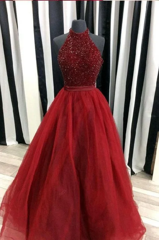 Prom Dress with Halter Neckline, Evening Gown, Graduation School Party Dress, Winter Formal Dress Tunics Top Casual Prom Dress with Halter Neckline, Evening Gown, Graduation School Party Dress, Winter Formal Dress Tunics Top Casual