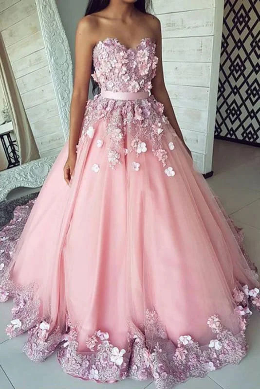 Puffy Sweetheart Tulle Prom with Flowers Princess Sweep Train Appliqued Party Dress Off-the-shoulder Bohemian Festive Puffy Sweetheart Tulle Prom with Flowers Princess Sweep Train Appliqued Party Dress Off-the-shoulder Bohemian Festive