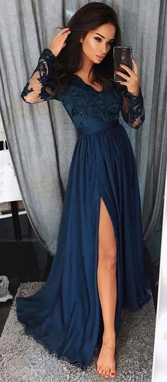 Prom Dress with Sleeves , Evening Gown, Graduation School Party Dress, Winter Formal Dress Tunics Versatile functional Prom Dress with Sleeves , Evening Gown, Graduation School Party Dress, Winter Formal Dress Tunics Versatile functional