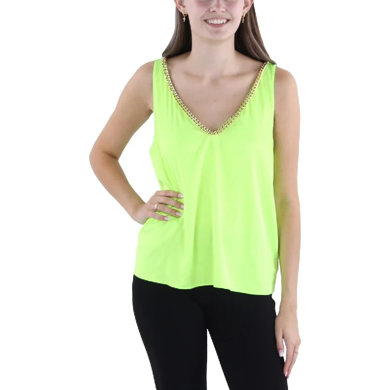 Generation Love Womens Dallas Double V Satin Tank Top comfortable tank top