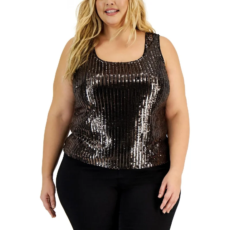 Alex Evenings Womens Plus Lined Mesh Tank Top chic tank top