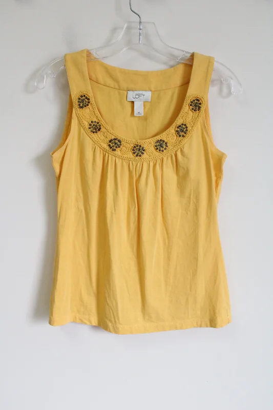 Ann Taylor LOFT Yellow Beaded Tank | XS vintage tank top