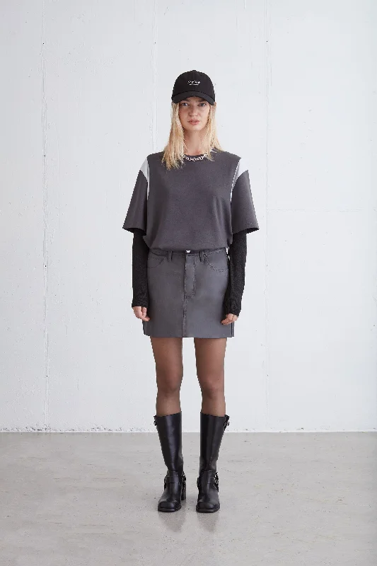 VEGAN LEATHER MINI SKIRT cashmere skirt plush
