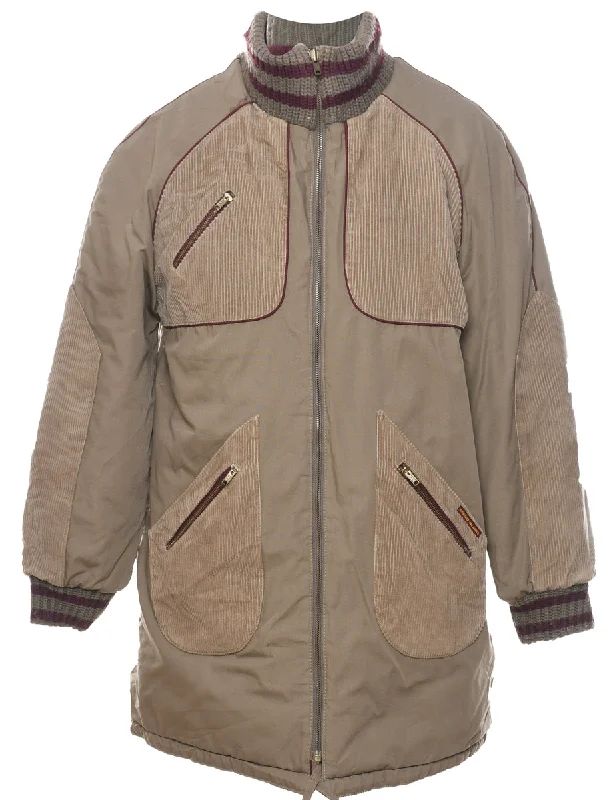 Light Brown Corduroy Panel Zip-Front Jacket - L Chenille Jacket Brocade Jacket Lace Jacket Light Brown Corduroy Panel Zip-Front Jacket - L Chenille Jacket Brocade Jacket Lace Jacket