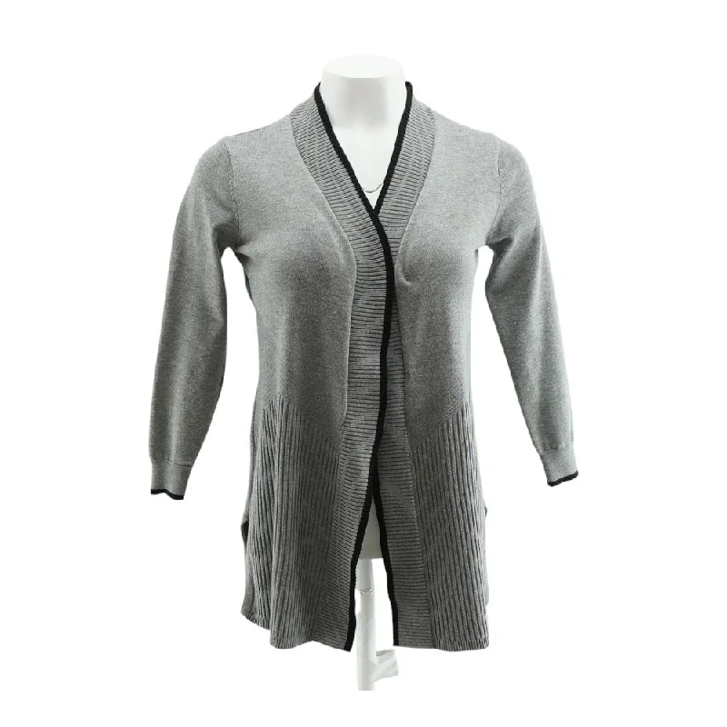 Gray Solid Cardigan Sweater Mesh Cardigan Canvas Denim