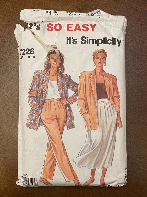 SALE 1991 Simplicity 7226 Pattern - Women's Jacket, Skirt and Pants Herringbone Jacket Checkered Jacket Solid Jacket SALE 1991 Simplicity 7226 Pattern - Women's Jacket, Skirt and Pants Herringbone Jacket Checkered Jacket Solid Jacket