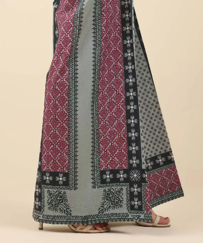Printed Cambric Flared Pants Relaxed Lounge Trousers