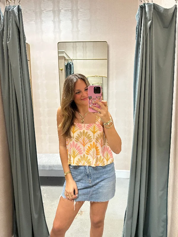 Pixie Tank- Spring Palms slim fit tank