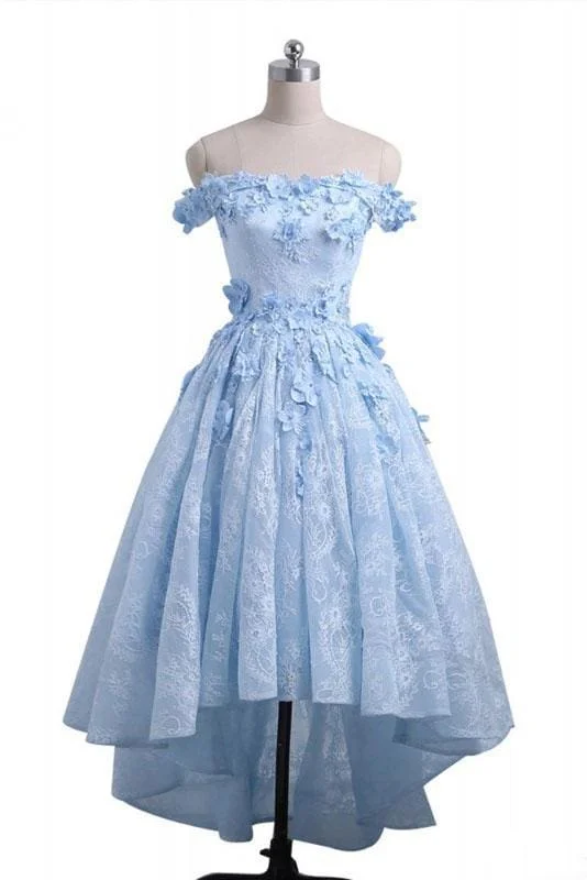 A Line Off Shoulder High Low Homecoming Appliqued Lace Party Dresses Tunics Versatile stylish A Line Off Shoulder High Low Homecoming Appliqued Lace Party Dresses Tunics Versatile stylish